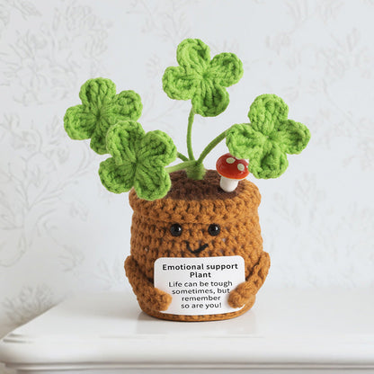 Knitted Artificial Flower Potted Plant Ornament 🌼🧶