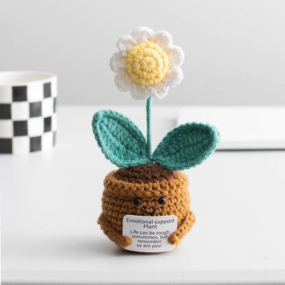 Knitted Artificial Flower Potted Plant Ornament 🌼🧶