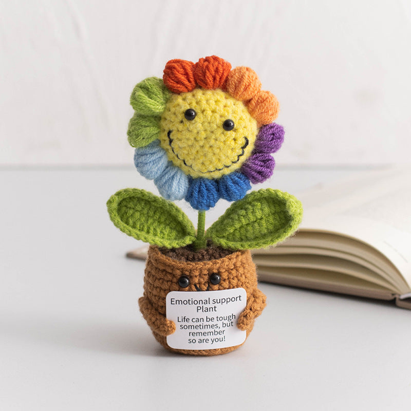 Knitted Artificial Flower Potted Plant Ornament 🌼🧶