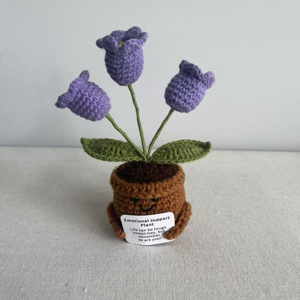 Knitted Artificial Flower Potted Plant Ornament 🌼🧶
