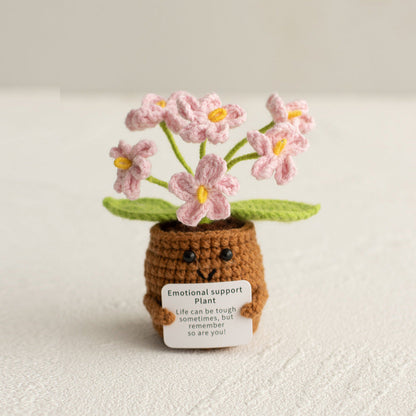Knitted Artificial Flower Potted Plant Ornament 🌼🧶