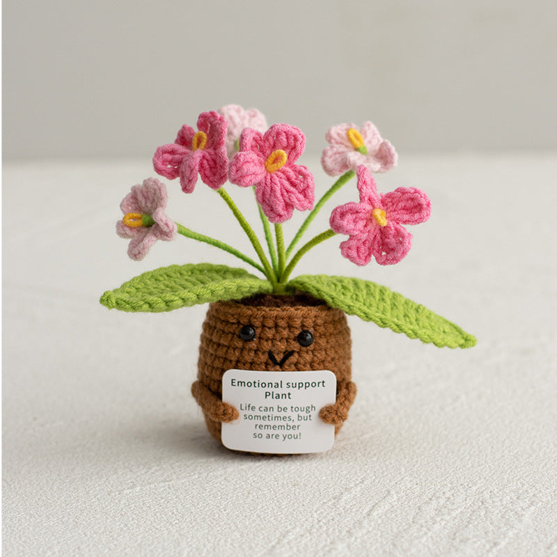 Knitted Artificial Flower Potted Plant Ornament 🌼🧶