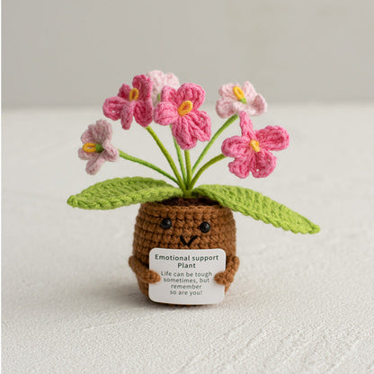 Knitted Artificial Flower Potted Plant Ornament 🌼🧶