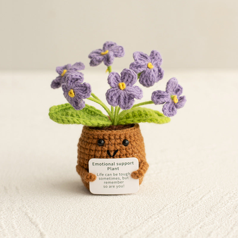 Knitted Artificial Flower Potted Plant Ornament 🌼🧶