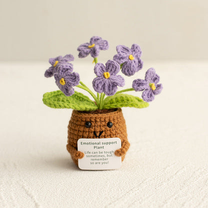 Knitted Artificial Flower Potted Plant Ornament 🌼🧶