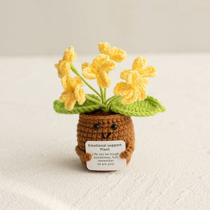 Knitted Artificial Flower Potted Plant Ornament 🌼🧶