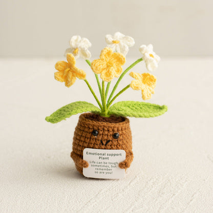 Knitted Artificial Flower Potted Plant Ornament 🌼🧶