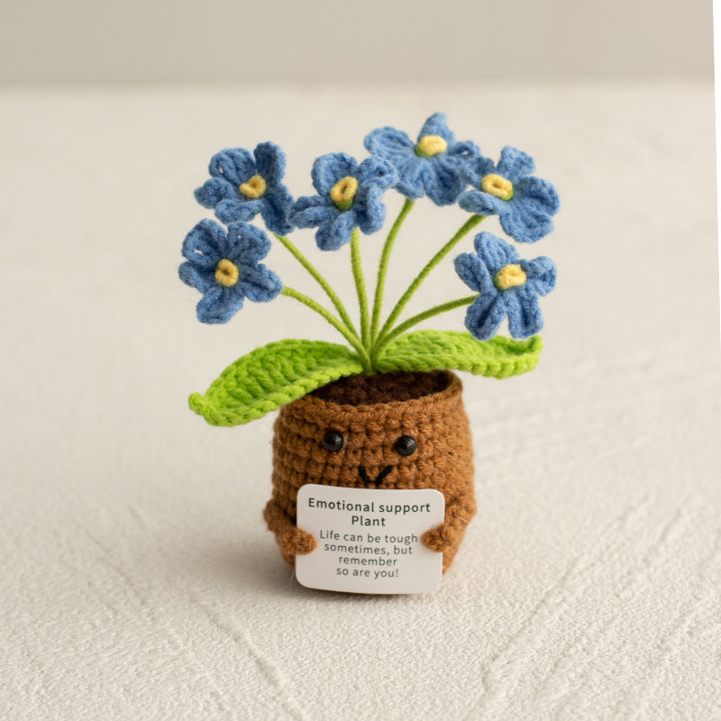 Knitted Artificial Flower Potted Plant Ornament 🌼🧶