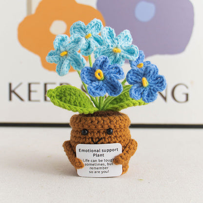 Knitted Artificial Flower Potted Plant Ornament 🌼🧶