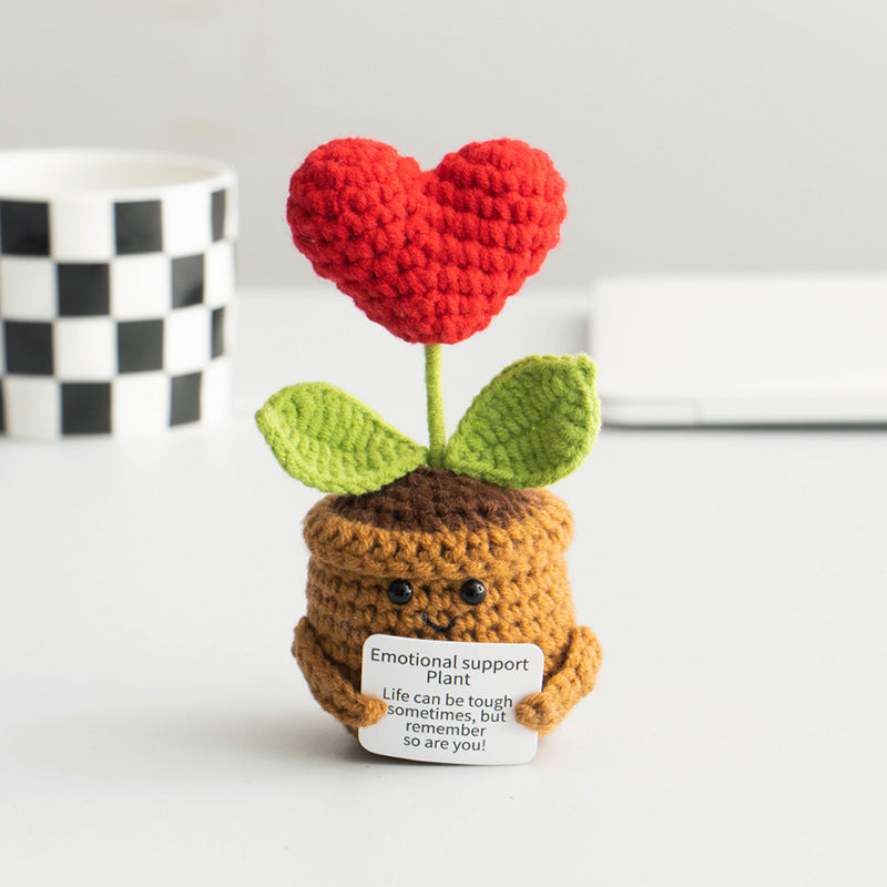 Knitted Artificial Flower Potted Plant Ornament 🌼🧶