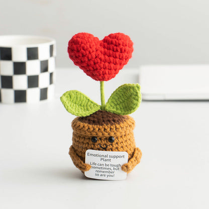 Knitted Artificial Flower Potted Plant Ornament 🌼🧶