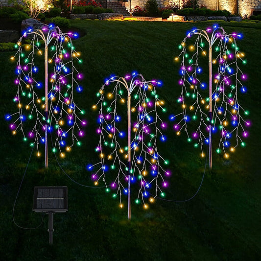 New Solar-Powered Ground-Stake Firework Lights — LED Copper Wire String Lights, Christmas & Holiday Ambient Lighting, Courtyard & Lawn Decor