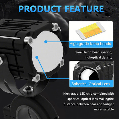 LED Devil Eye auxiliary headlights for motorbikes with high beam and dipped bea
