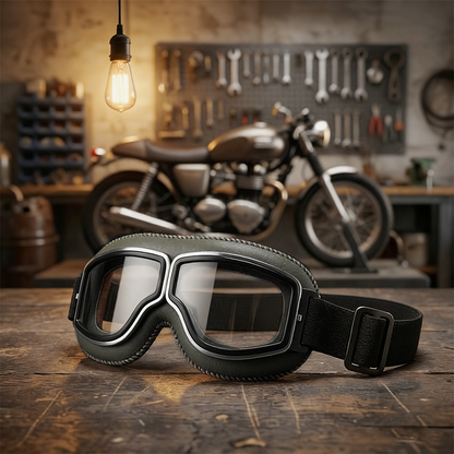 OTG Vintage Motorcycle Goggles🕶️ - Fits Over Prescription Glasses, Soft Padded Retro Riding Glasses with Anti-Slip Strap & UV400