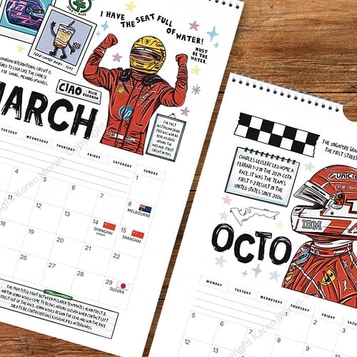 🏎️📅F1 Scrapbook Race Calendar 2026 — The ultimate wall calendar for racing fan
