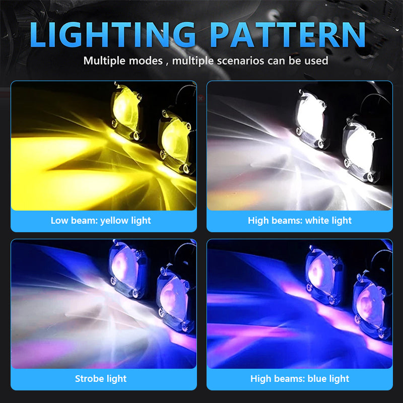 LED Devil Eye auxiliary headlights for motorbikes with high beam and dipped bea
