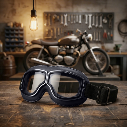 OTG Vintage Motorcycle Goggles🕶️ - Fits Over Prescription Glasses, Soft Padded Retro Riding Glasses with Anti-Slip Strap & UV400