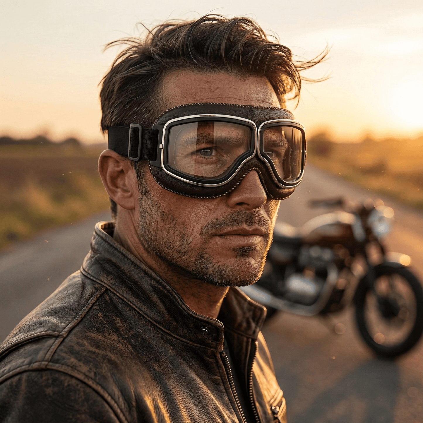 OTG Vintage Motorcycle Goggles🕶️ - Fits Over Prescription Glasses, Soft Padded Retro Riding Glasses with Anti-Slip Strap & UV400