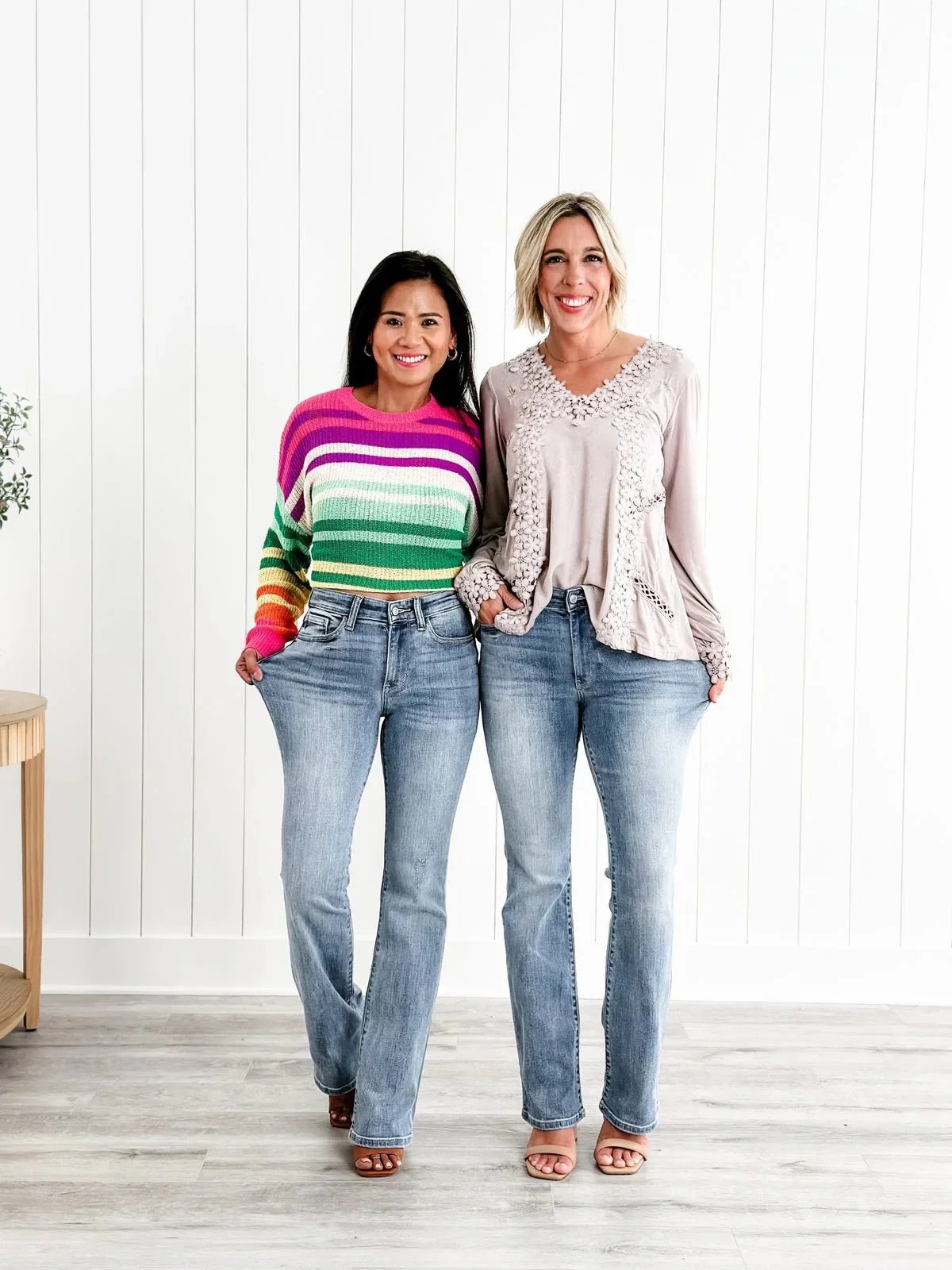 High-waisted trumpet jean