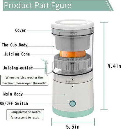 Electric Citrus Juicer | Portable and Rechargable | One Step Operation | Fresh Juice In Seconds
