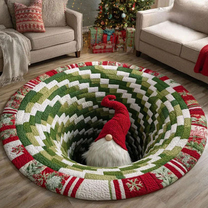 🌀 3D Illusion Christmas Rug 🎄 | Round, Non-Slip & Washable | Decorative Effect