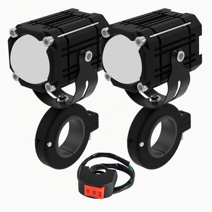 LED Devil Eye auxiliary headlights for motorbikes with high beam and dipped bea