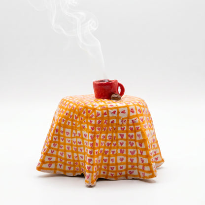 🔥Last Day 49% OFF - ☕ Hand-Painted Mini Table & Coffee Cup Backflow Incense Burner