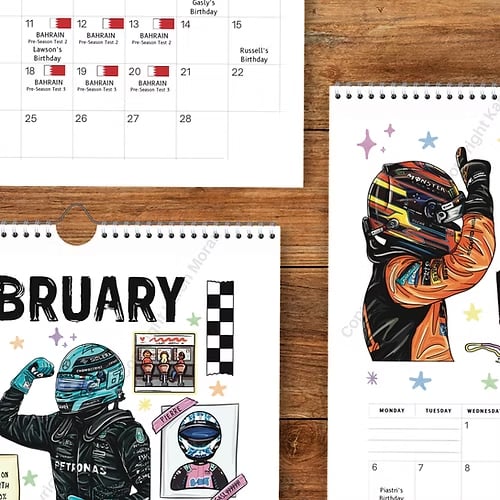 🏎️📅F1 Scrapbook Race Calendar 2026 — The ultimate wall calendar for racing fan