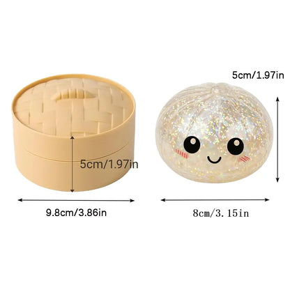 🔥Glittery Dumpling Squeeze Toy – A Cute Fidget Toy for Stress Relief, with a Steamer