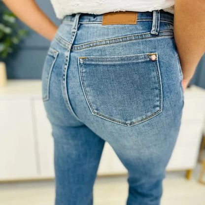 High-waisted trumpet jean