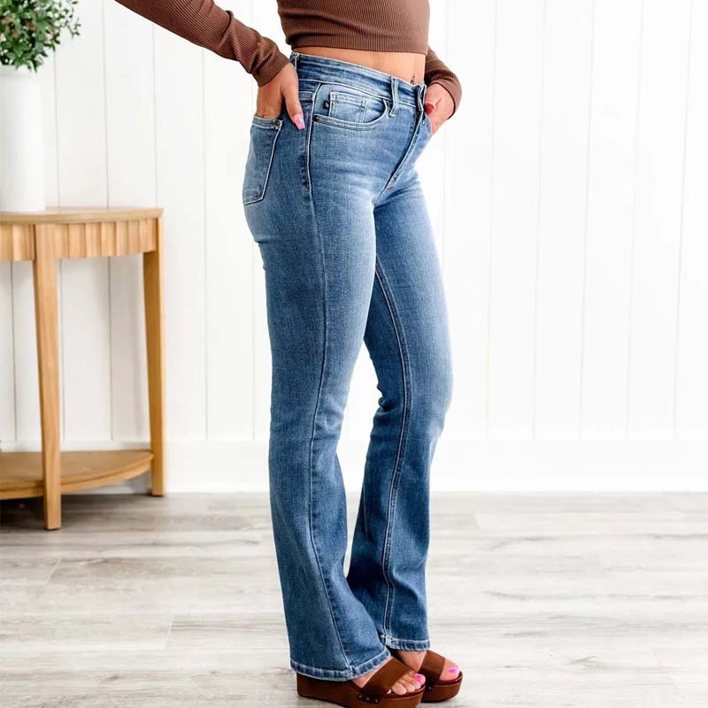 High-waisted trumpet jean