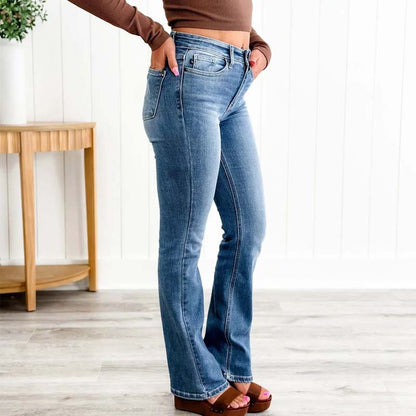 High-waisted trumpet jean