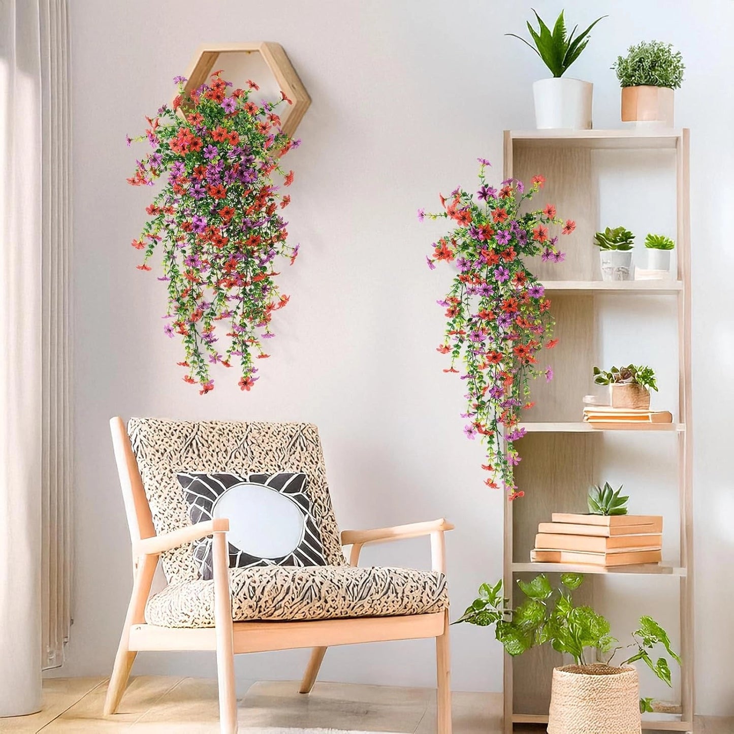 ⏳LAST DAY SPECIAL PRICE: ￡6.99!!🌷Outdoor cascading daisy and eucalyptus flowers – UV resistant