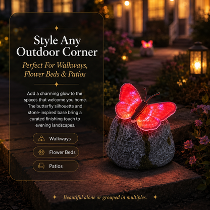 Solar-powered glowing butterfly garden lam