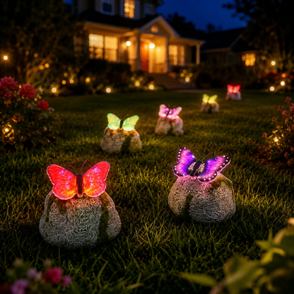 Solar-powered glowing butterfly garden lam