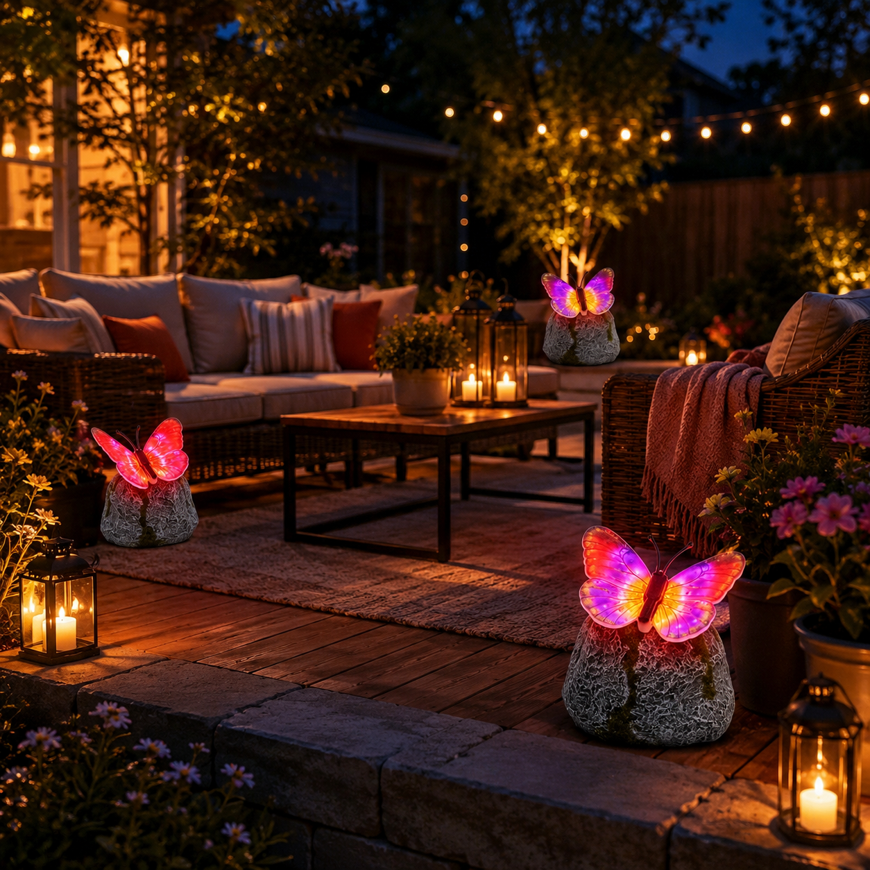 Solar-powered glowing butterfly garden lam