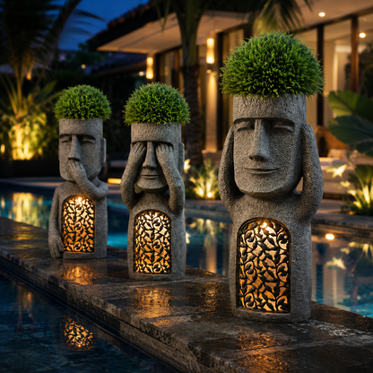 Solar Moai Planter Lantern Statue