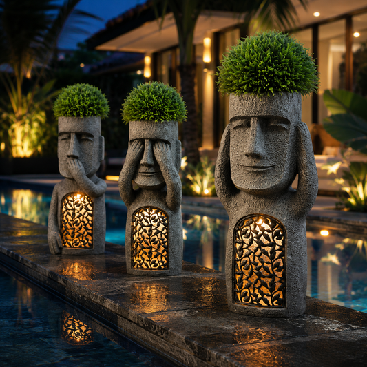 Solar Moai Planter Lantern Statue