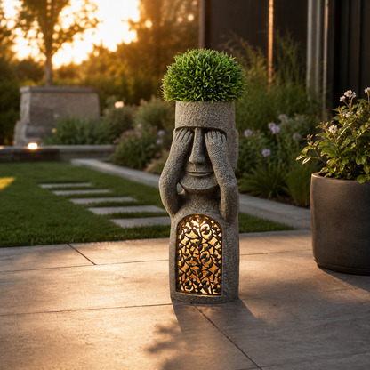 Solar Moai Planter Lantern Statue