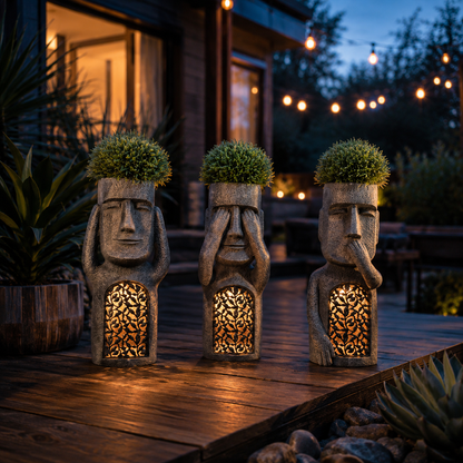 Solar Moai Planter Lantern Statue