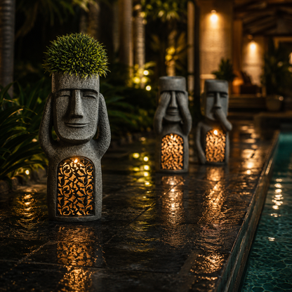 Solar Moai Planter Lantern Statue