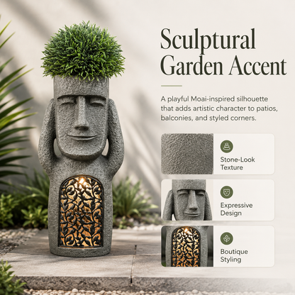 Solar Moai Planter Lantern Statue