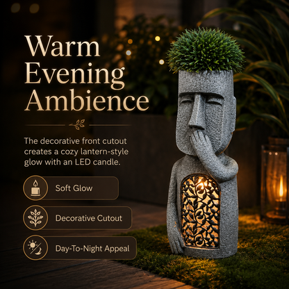 Solar Moai Planter Lantern Statue