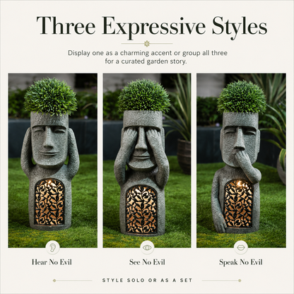 Solar Moai Planter Lantern Statue