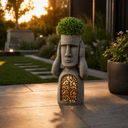 Solar Moai Planter Lantern Statue