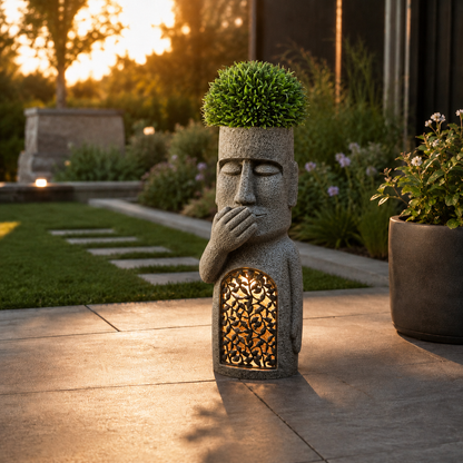 Solar Moai Planter Lantern Statue