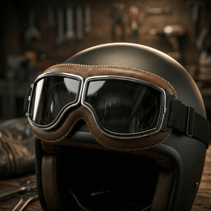 OTG Vintage Motorcycle Goggles🕶️ - Fits Over Prescription Glasses, Soft Padded Retro Riding Glasses with Anti-Slip Strap & UV400