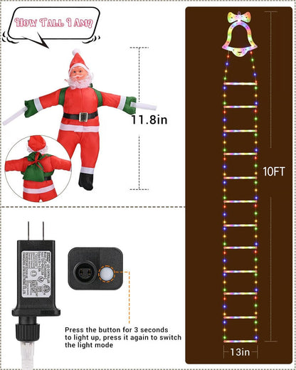 🎊LED Christmas Lights - 🎄Christmas Decorative Ladder Lights with Santa Claus✨
