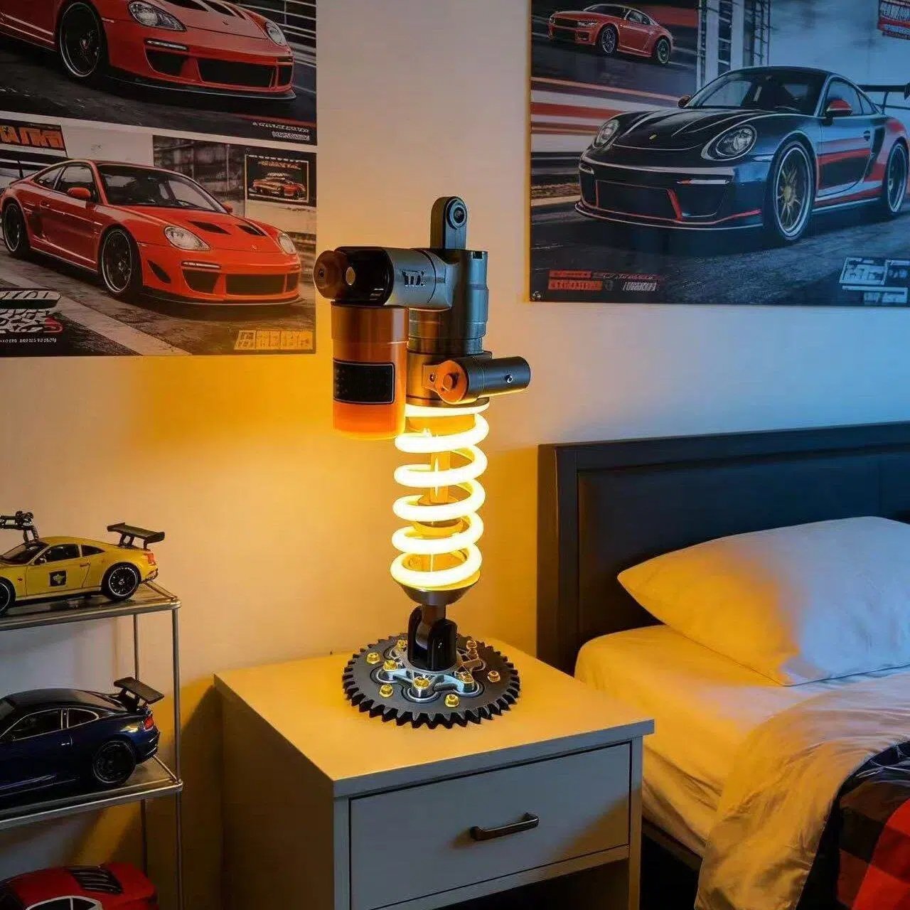 🎁Father's Day Limited Sale🔥Inspired Suspension Shock Absorber Lamp - Adjustable LED Light for Gamers & Car Enthusiasts(⏰Free Shipping)