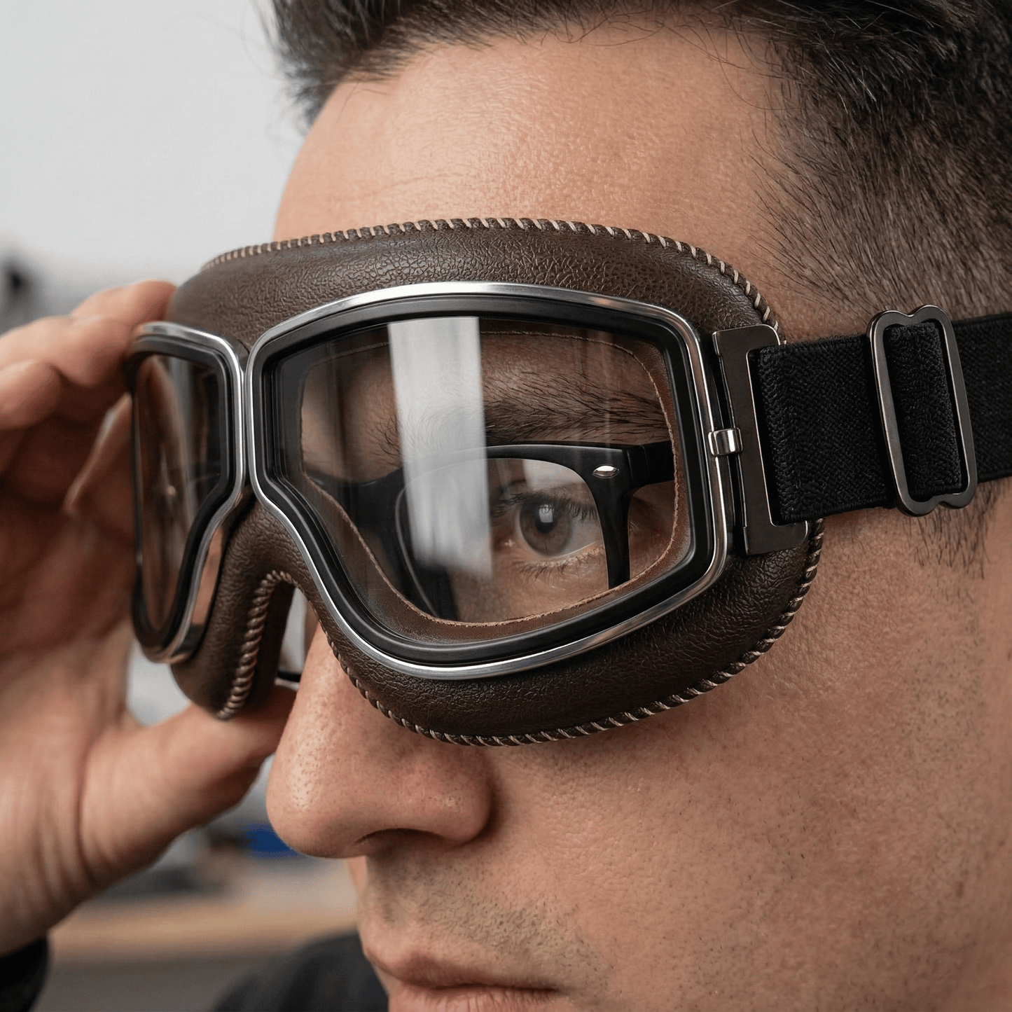OTG Vintage Motorcycle Goggles🕶️ - Fits Over Prescription Glasses, Soft Padded Retro Riding Glasses with Anti-Slip Strap & UV400